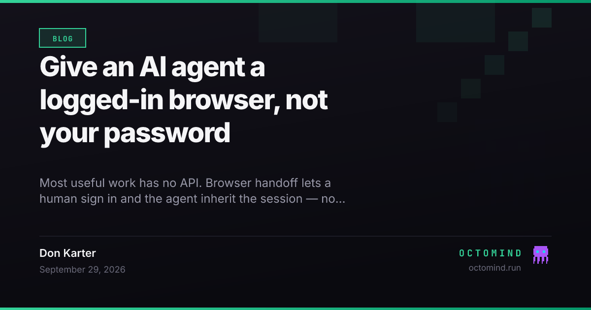 A human signing into a browser running inside a cloud machine, with the agent taking over the authenticated session afterwards