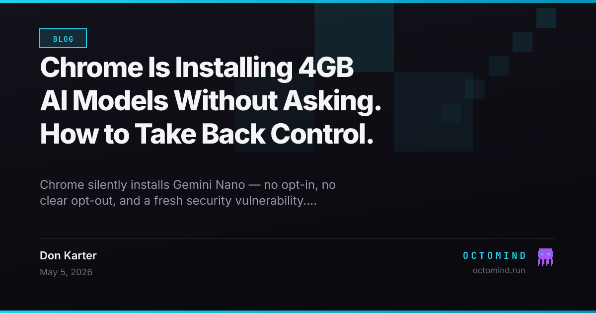 Chrome browser with warning icon and local AI server shield
