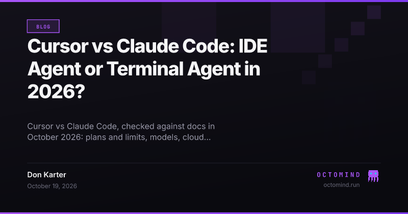 Cursor AI editor and Claude Code terminal agent compared on pricing, models, cloud agents and shared repository config