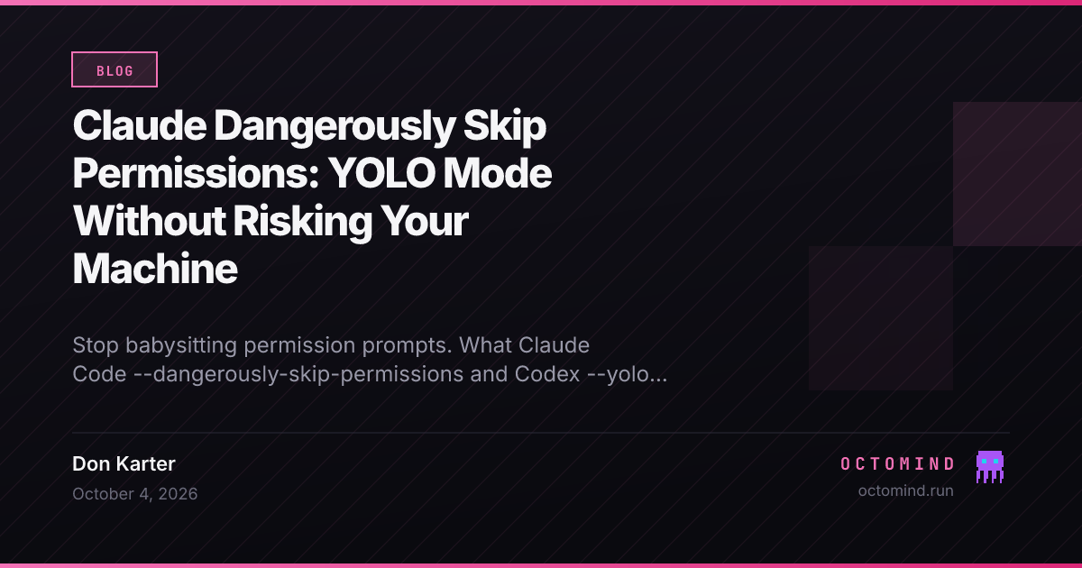 A coding agent running in YOLO mode inside layered boundaries — an OS write sandbox, deny rules and an isolated cloud machine — while the host stays untouched