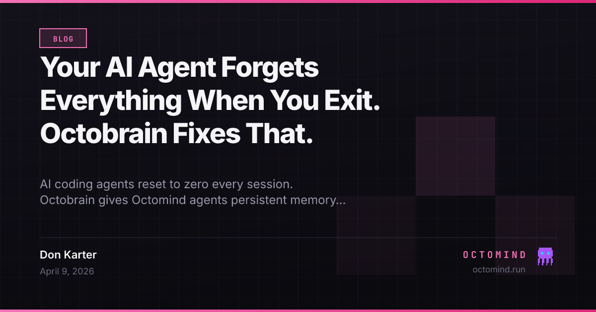 AI agent with persistent memory connecting sessions across time, showing continuity between coding sessions