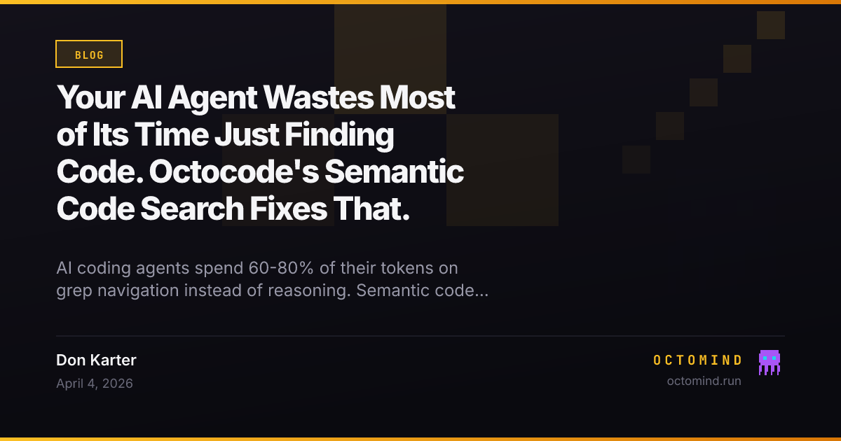 Terminal showing an AI agent using semantic code search instead of grep to find exact functions by meaning