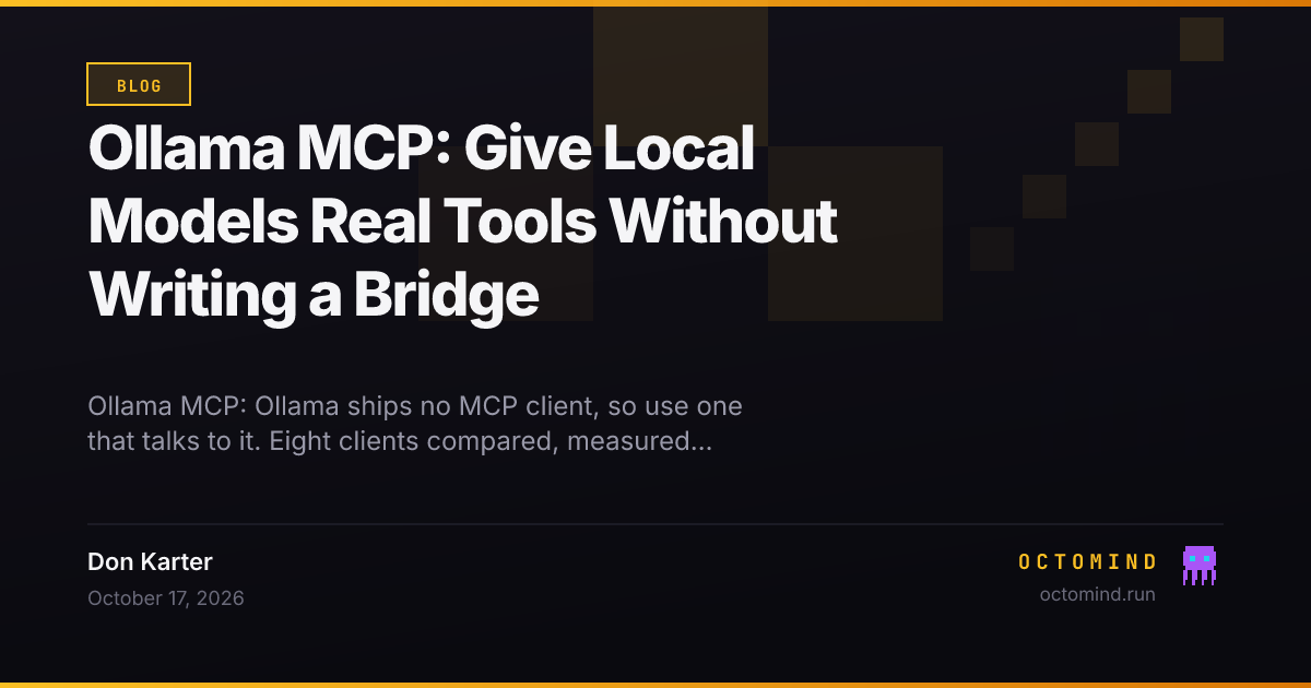 A local Ollama model calling MCP tools through an MCP client, with the context window sized to fit the tool definitions