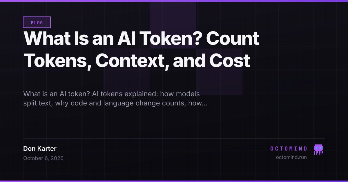 A text string split into AI tokens beside a token count and cost estimate