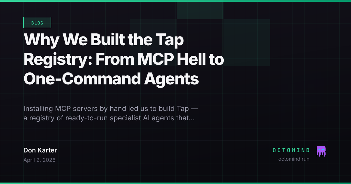 Tap Registry visualization showing ready-to-install agents with automatic dependency setup